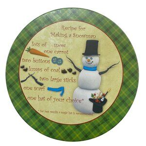 Recipe For Making A Snowman Homespun Medium Metal Tin Round Storage Box